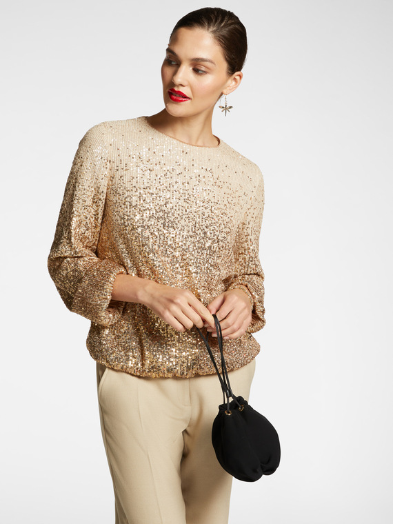 Blusa com lantejoulas em dégradé