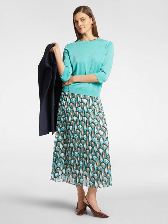 Printed pleated skirt