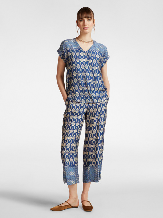 Ethnic print cropped trousers