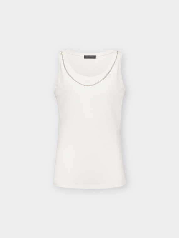 Top com corrente de strass