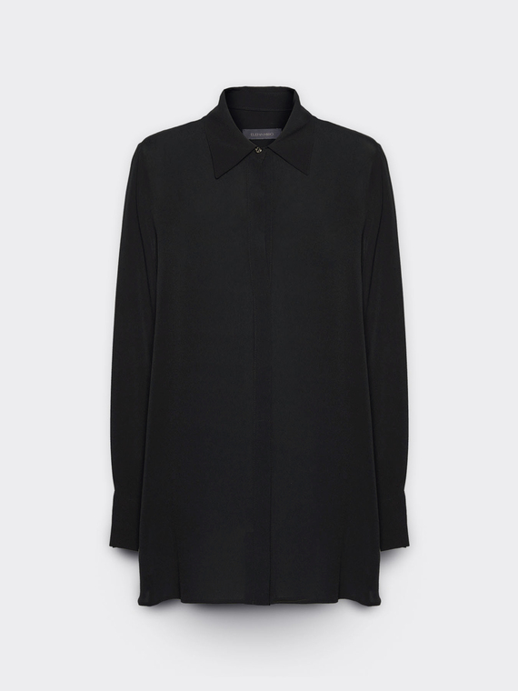 Camisa larga de crepé chino