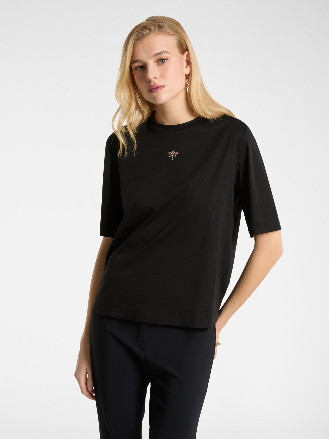 T-shirt with small rhinestone dragonfly image number 0