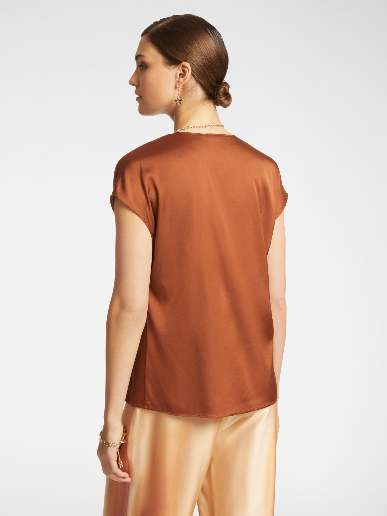 Satin V-neck blouse image number 1