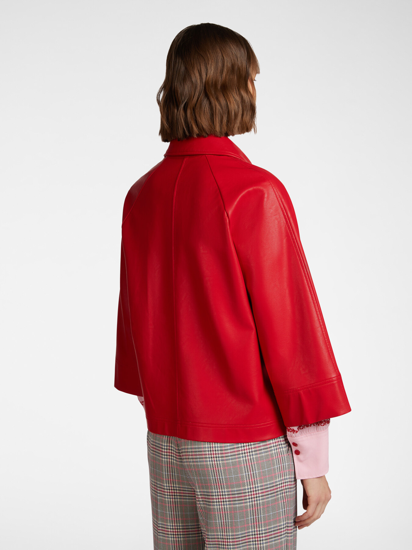 A-line jacket in shiny fabric image number 1