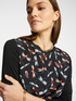 Dual-fabric T-shirt with print image number 3