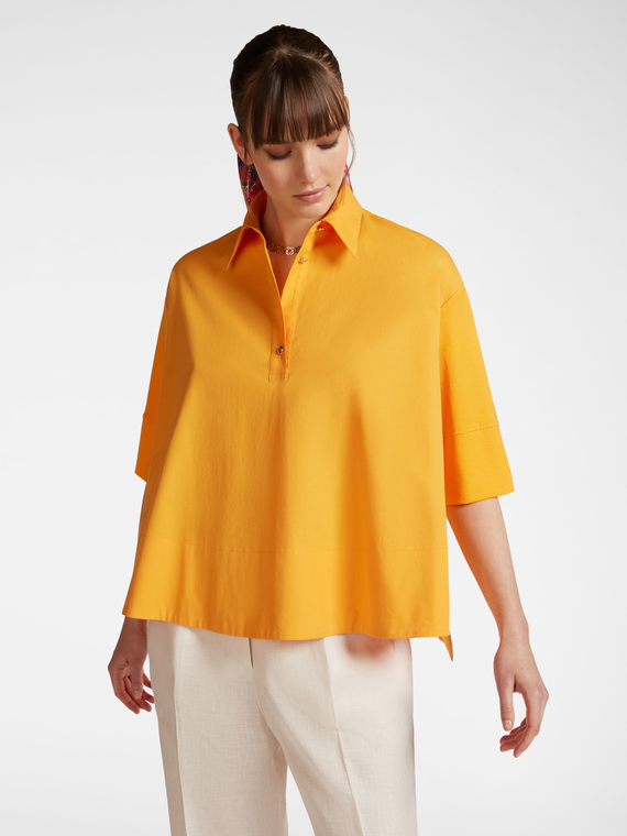 Oversized dual fabric blouse