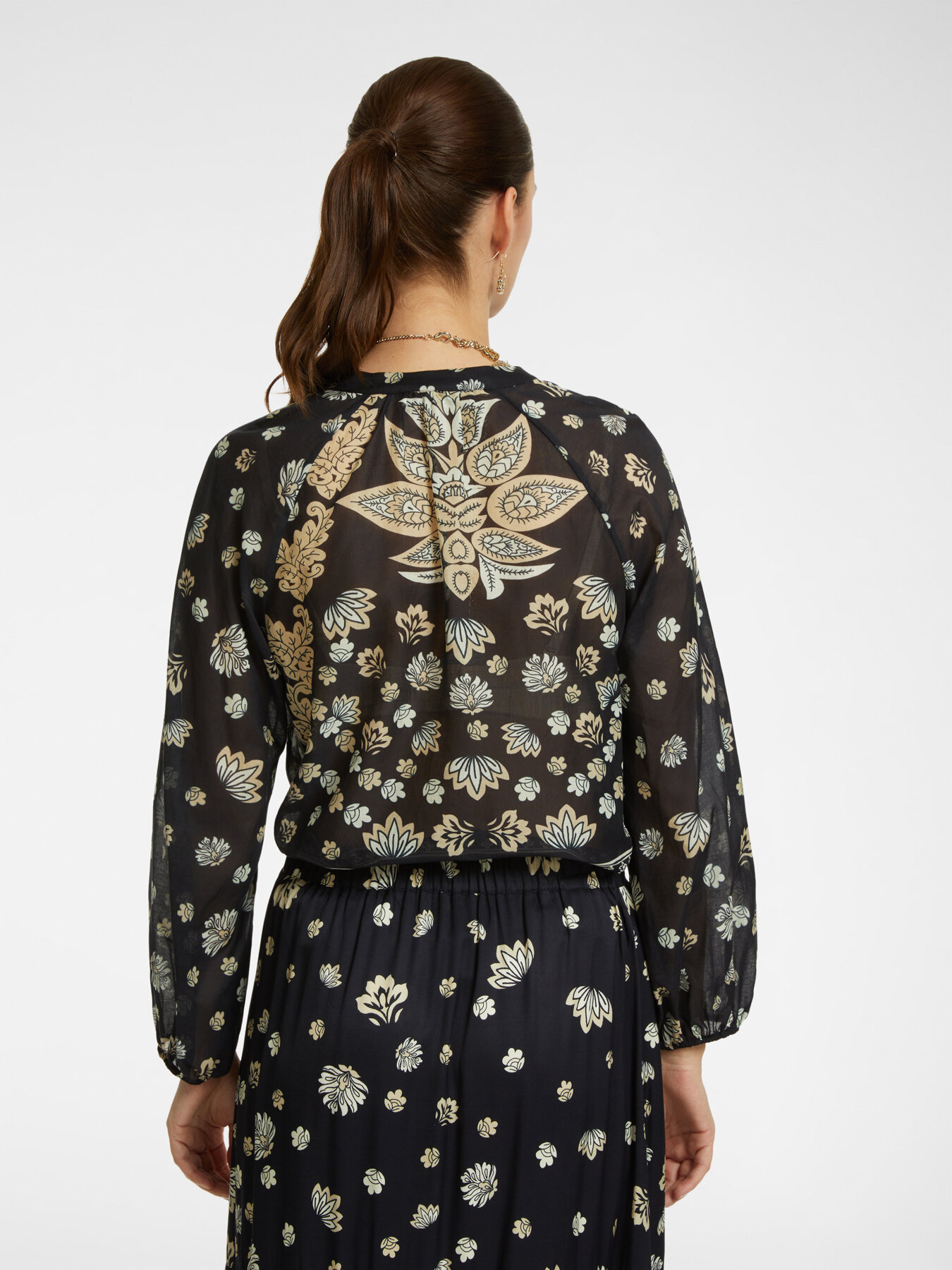 Printed cotton muslin blouse image number 1