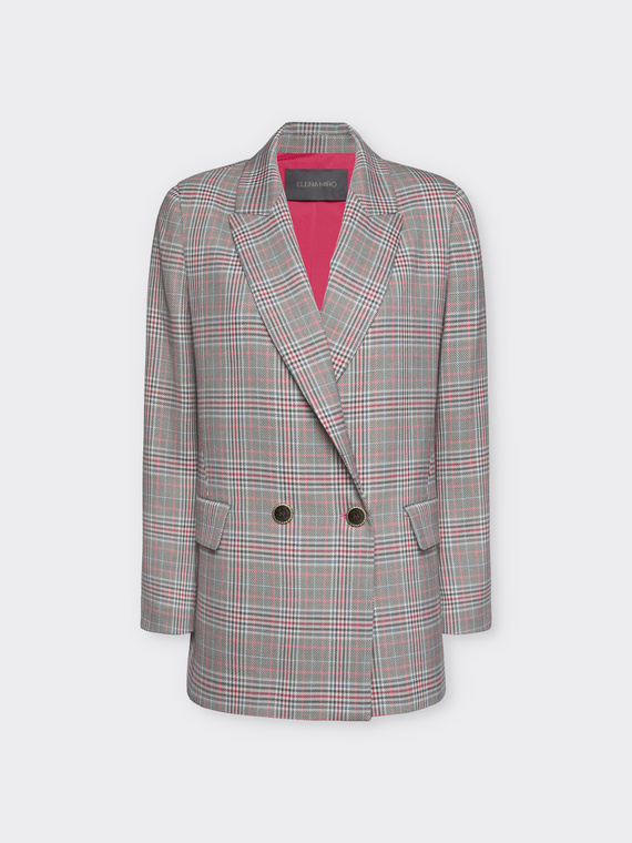Blazer de doble botonadura en tejido príncipe de gales