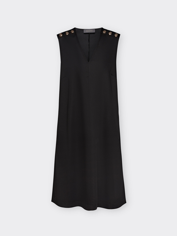 Vestido corte A com botões nos ombros