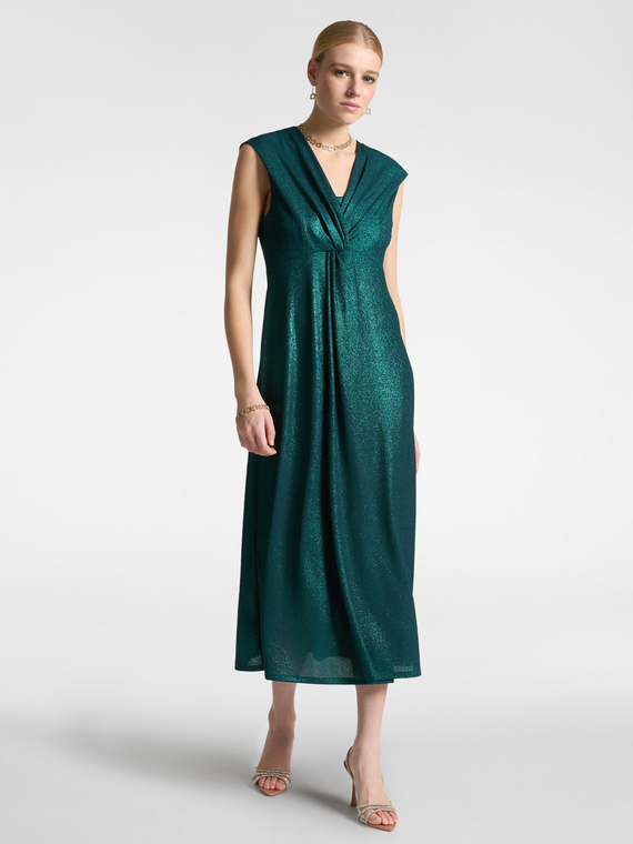Vestido de lúrex con nudo en la parte delantera