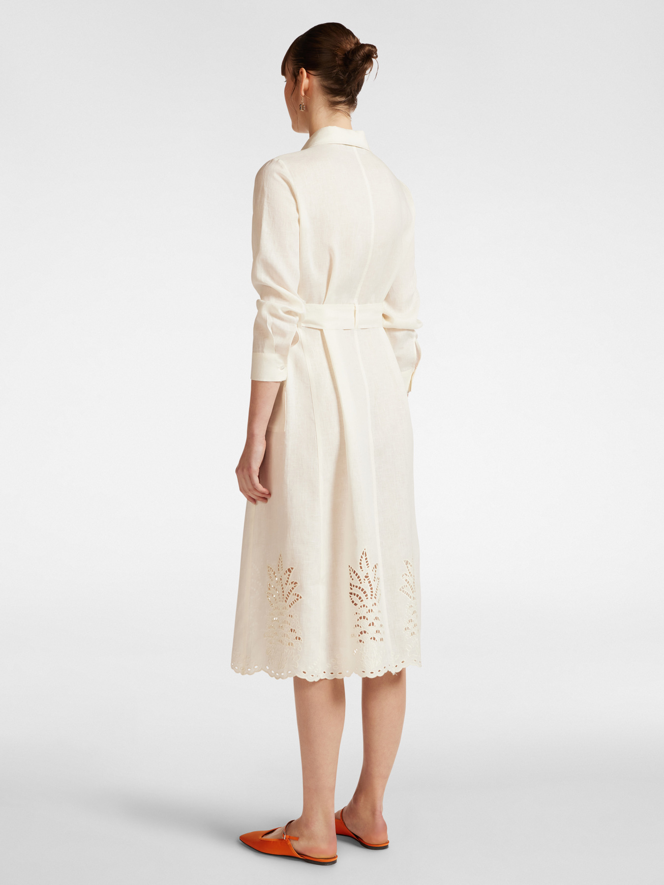 Linen dress with embroidered hem image number 1