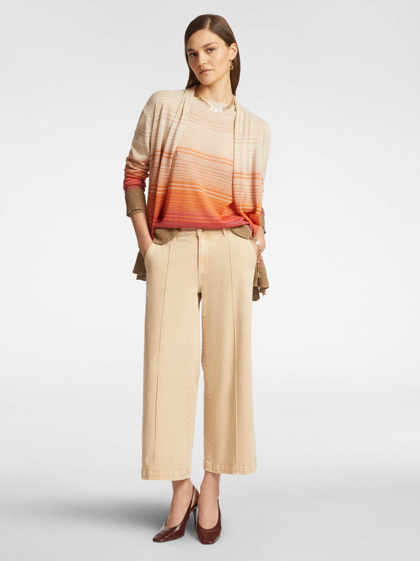 Wide leg cropped trousers image number 0