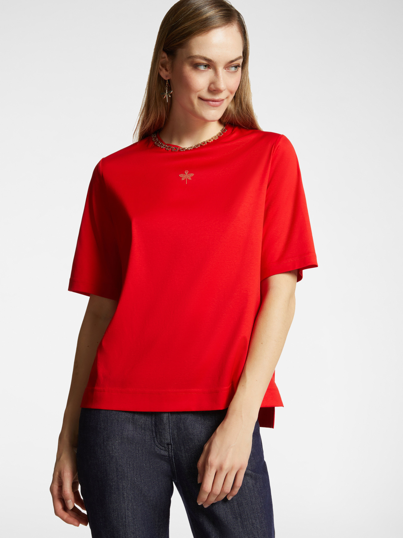 T-Shirt mit kleiner Strass-Libelle image number 0