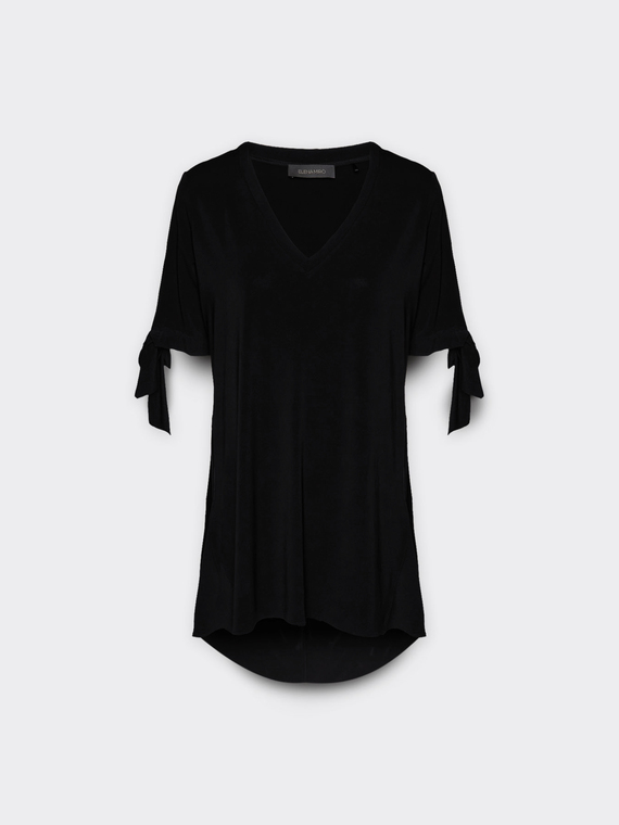 T-shirt oversize avec nœuds au bas des manches