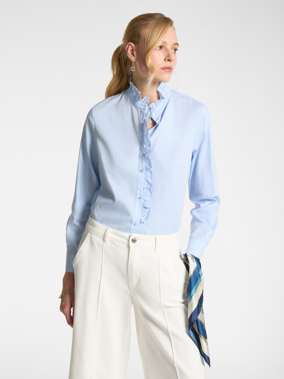 Oxford shirt with flounce down the front