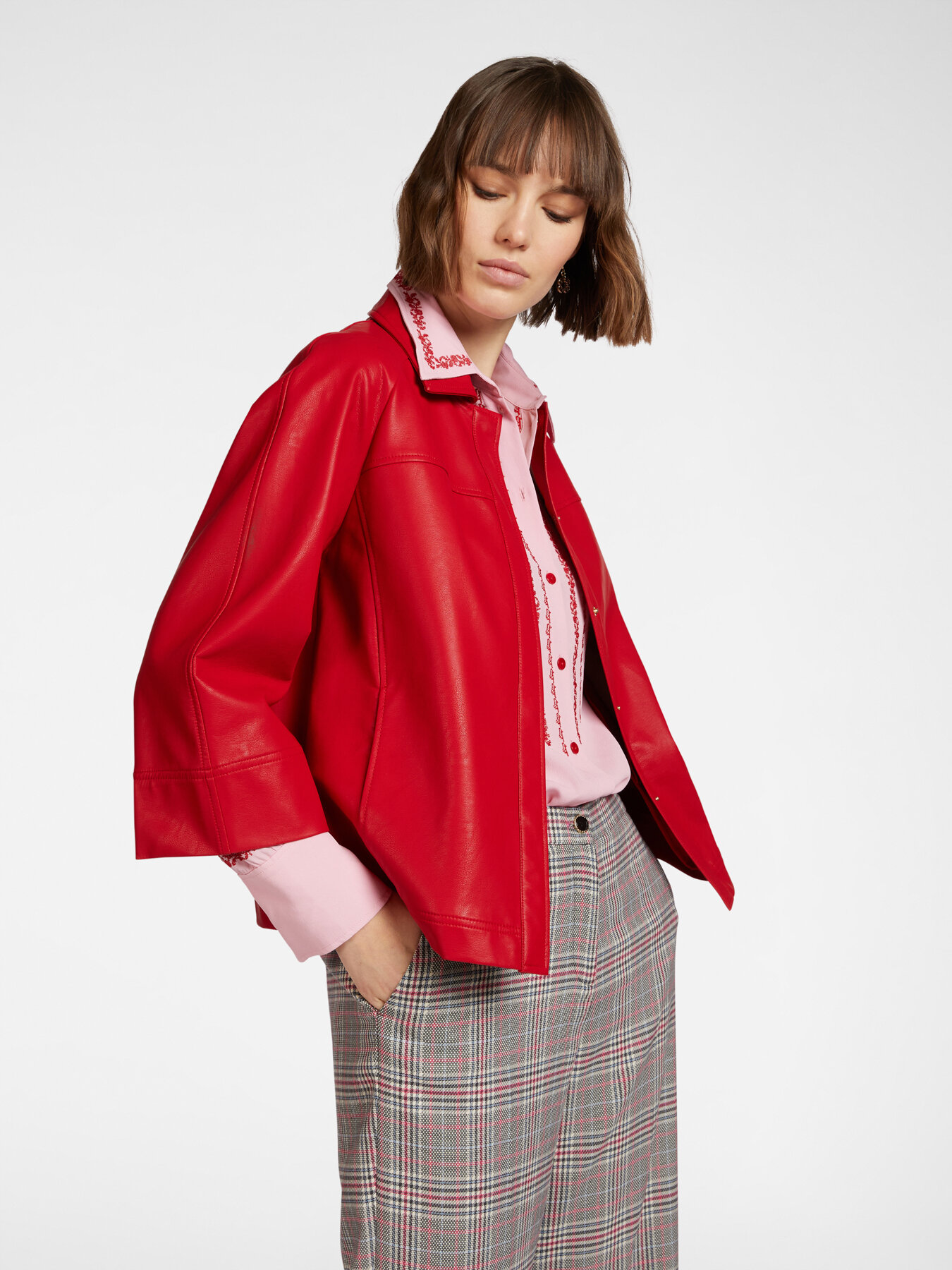 A-line jacket in shiny fabric image number 0